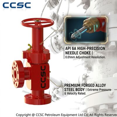 Geflanschtes, verstellbares Nadel-Drosselventil API 6A 2 1/16 Zoll 10000 psi, geschmiedeter EE-Trim-Choke-Verteiler aus legiertem Stahl