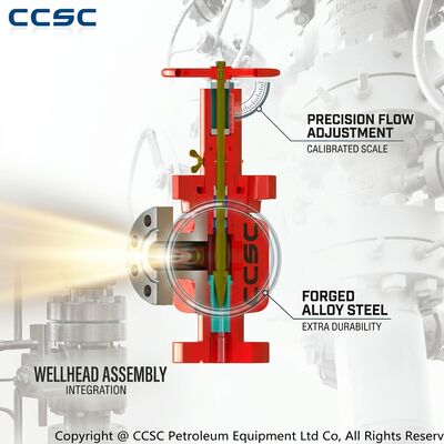 Geflanschtes, verstellbares Nadel-Drosselventil API 6A 2 1/16 Zoll 10000 psi, geschmiedeter EE-Trim-Choke-Verteiler aus legiertem Stahl