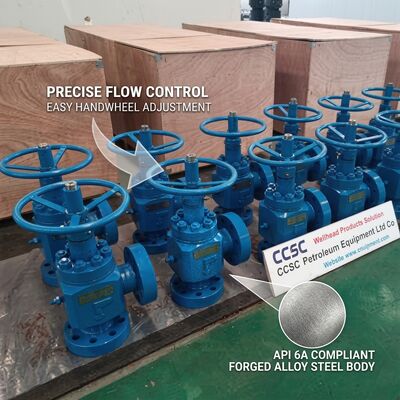 Hydraulisch betätigtes, einstellbares Drosselventil, API 6A, ferngesteuerte Durchflussregelung, 10.000 psi, ausfallsichere Positionsrückmeldung
